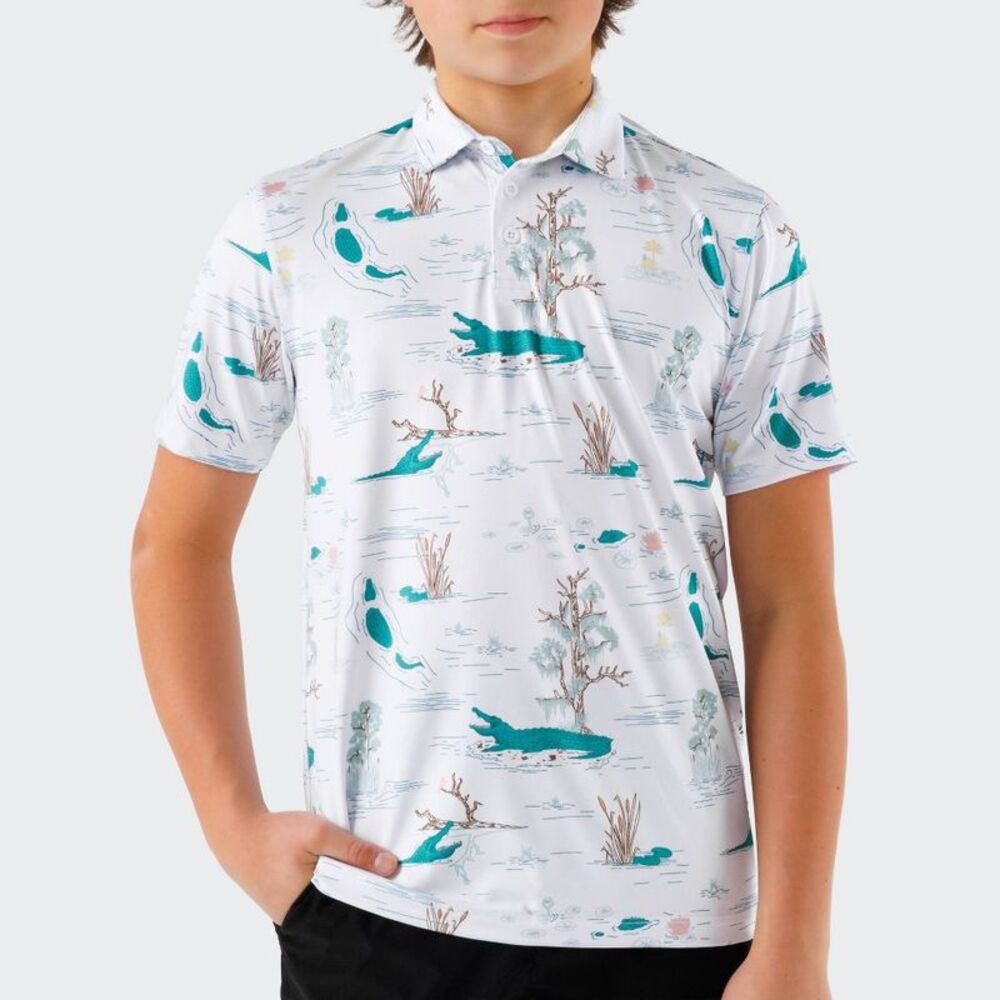 Waggle Boy's Water Hazard Polo Shirt - True White XL